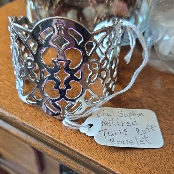 Lia Sophia Retired Silver Cuff Bracelet, EUC - Picture 1 of 4